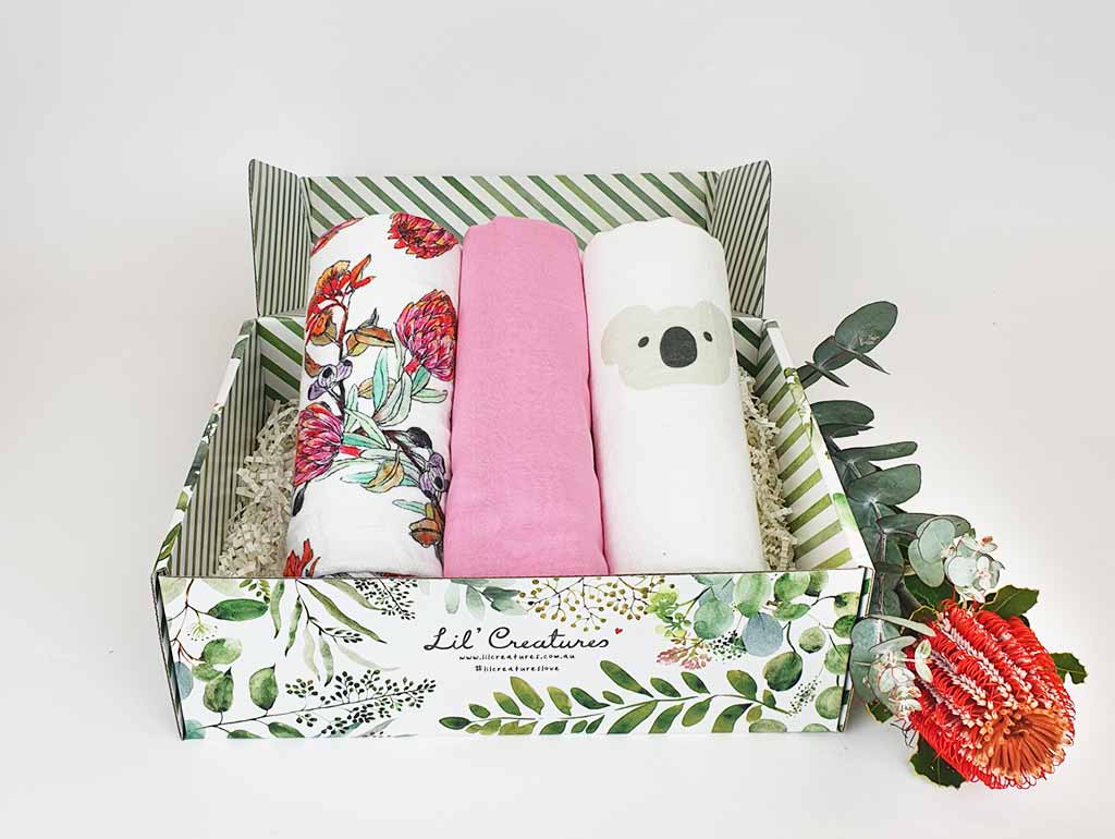 Premium Australiana Muslin Wrap Baby Gift Set - Soft & Breathable for Newborn Girls - Perfect for Swaddling, Nursing, and Photo Shoots