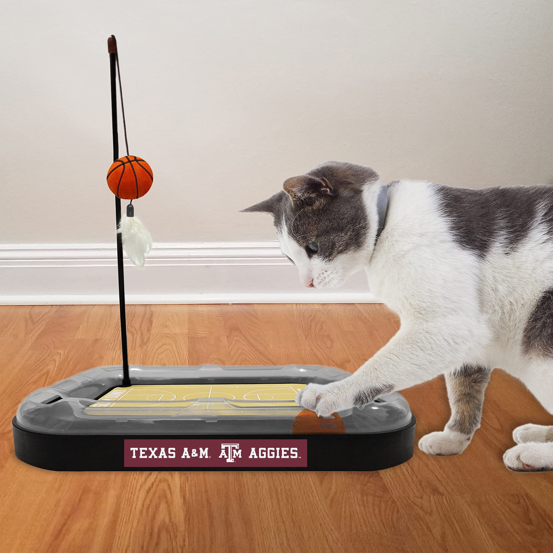 Reversible Cat Scratcher with Basketball Toy - 6-in-1 Interactive Cat Wand for Play & Exercise
