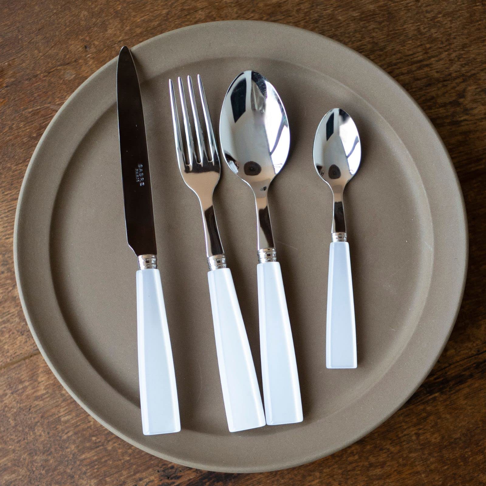 Sabre Natura 5-Piece Flatware Set - Premium Stainless Steel Cutlery Set in White | Elegant Tableware for Dining, Kitchen & Restaurant Use