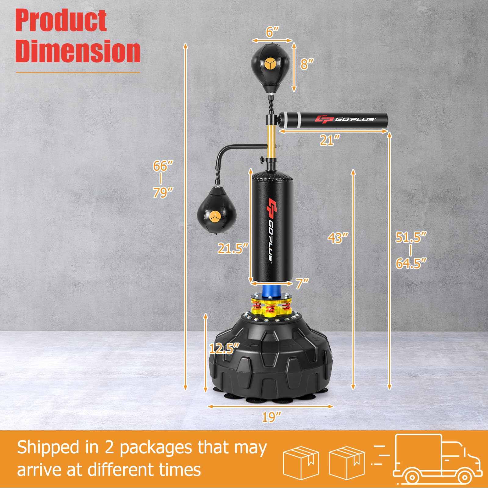 Goplus Freestanding Boxing Speed Trainer - 360° Spinning Punching Bag with 2 Reflex Speed Balls, Shock Absorbers & Fillable Base | Height Adjustable Boxing Equipment for Teens & Adults | Perfect for Home Gym, Boxing Training & Fitness Workouts
