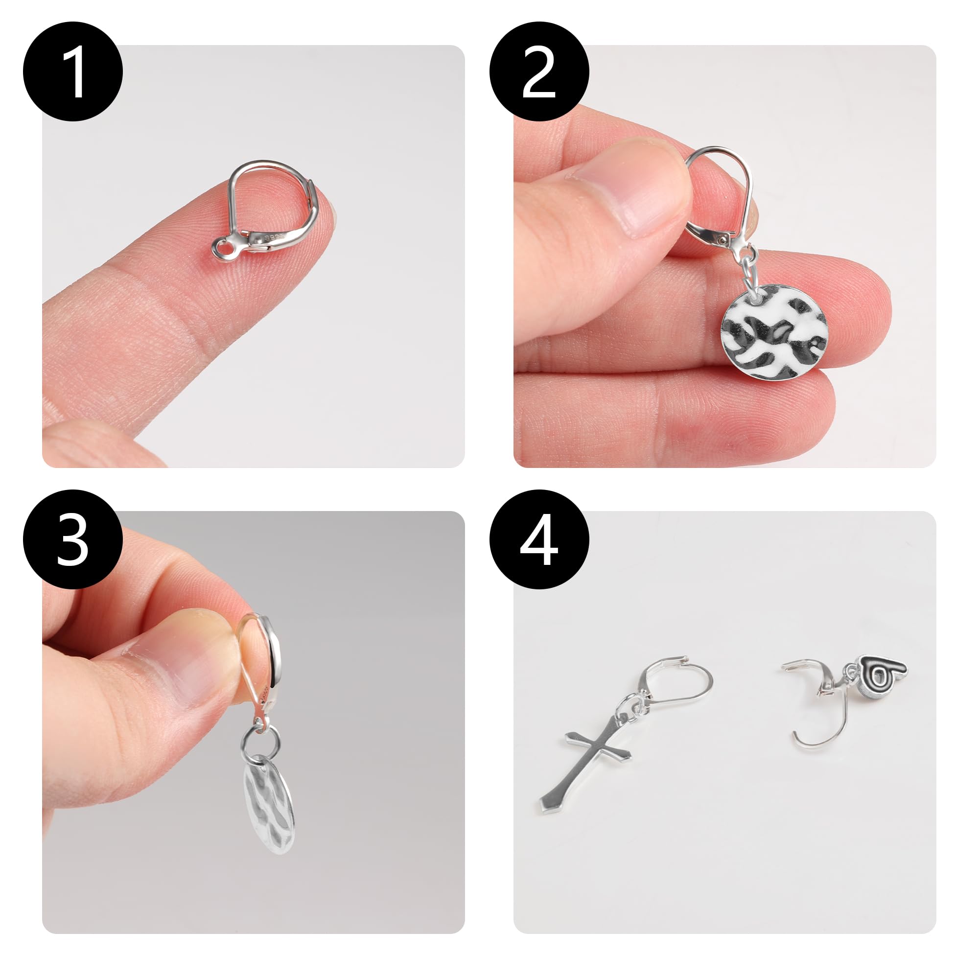 925 Sterling Silver Leverback French Hooks - Hypoallergenic Earring Backs with Jump Rings Set - Dangle Hooks Jewelry Findings for DIY Earrings, Necklaces & Bracelets - Perfect for Jewelry Making, Repair & Crafting Projects