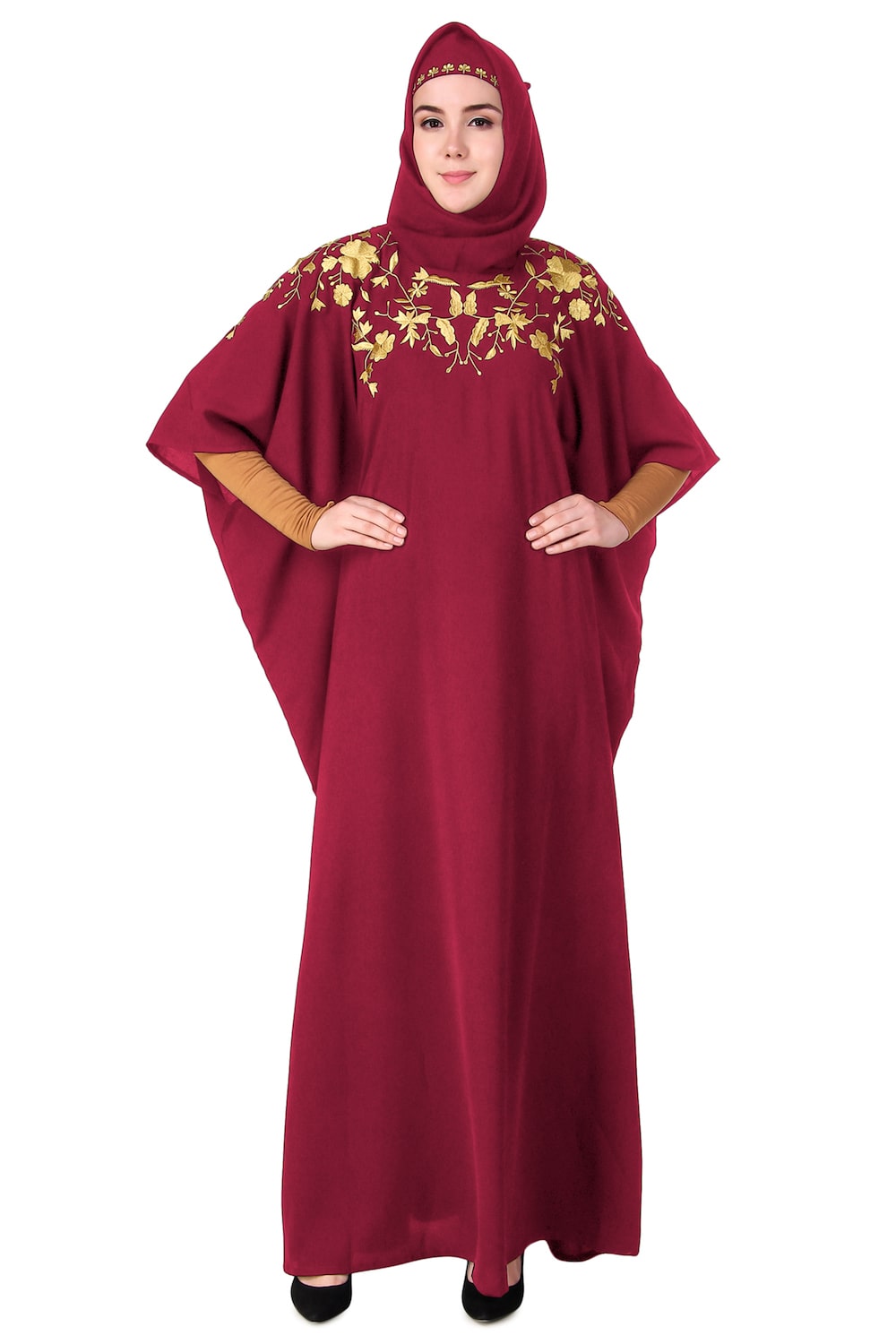 Exquisite Hand-Embroidered Floral Kaftan Dress for Women | Boho Chic Beach Cover Up | Perfect for Summer Vacations, Pool Parties & Resort Wear