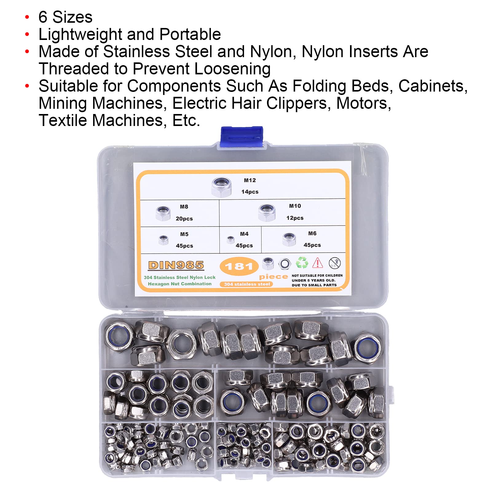 Lightweight High-Hardness Small Lock Nuts for Electrical Machinery & Folding Beds - Durable Hardware Fasteners for DIY Projects & Furniture Assembly