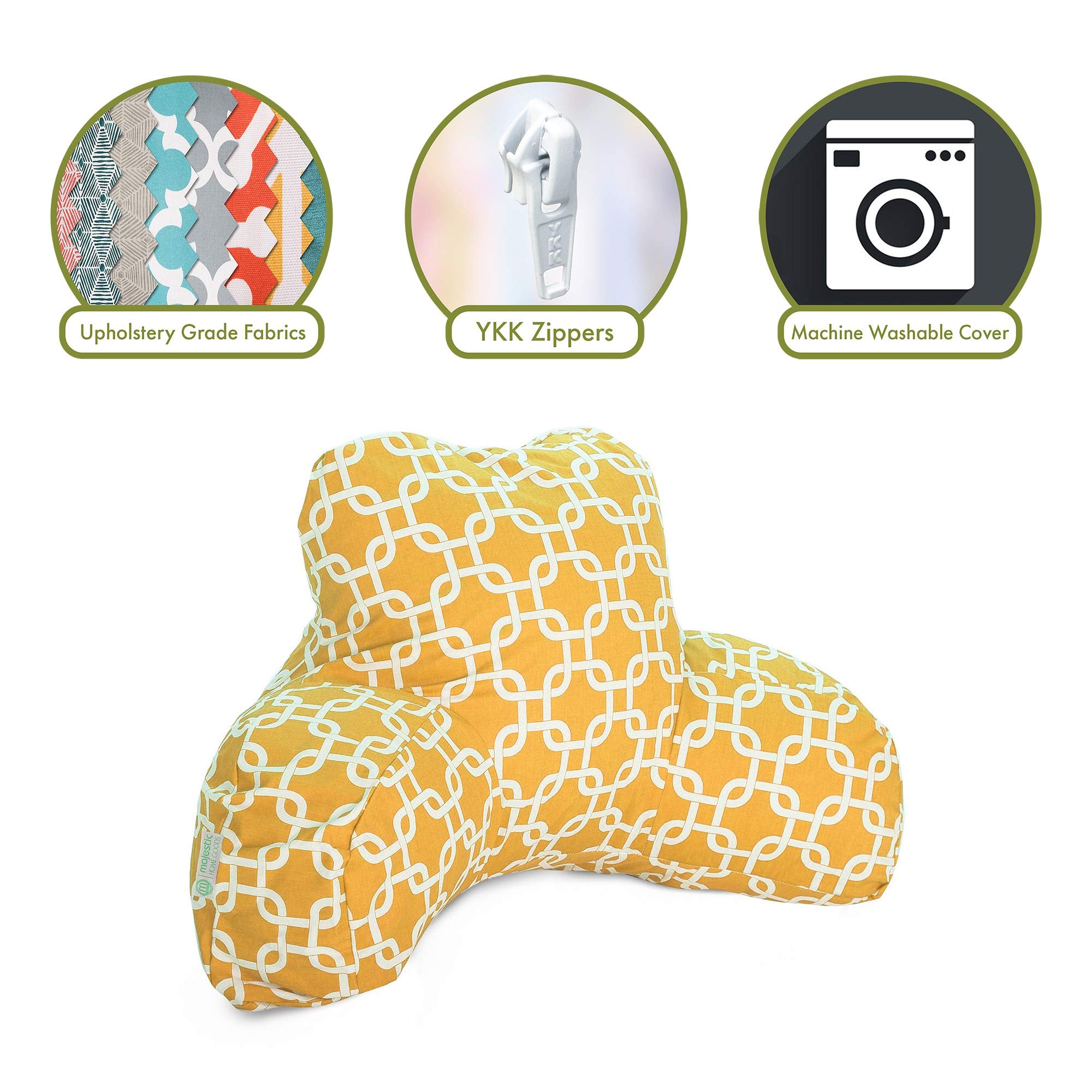 Majestic Home Goods Reading Pillow with Back Support - Soft Yellow Bed Rest Pillow for Reading in Bed, Watching TV, or Lounging - Perfect Gift for Book Lovers & Relaxation