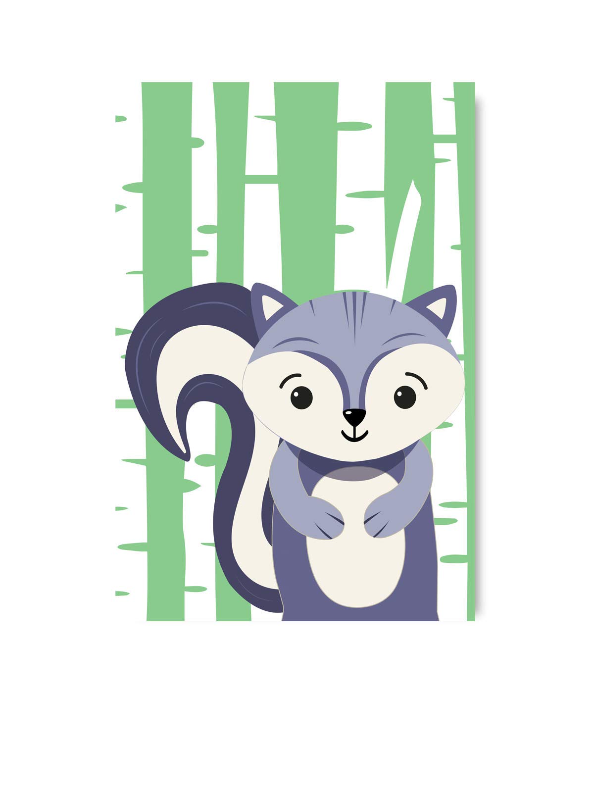 Skunk Wall Art - 8x12 Inch Unframed Animal Poster Print, Cute Skunk Decor for Nursery, Kids Room & Cabin - Forest Wildlife Picture, Home Office Decor