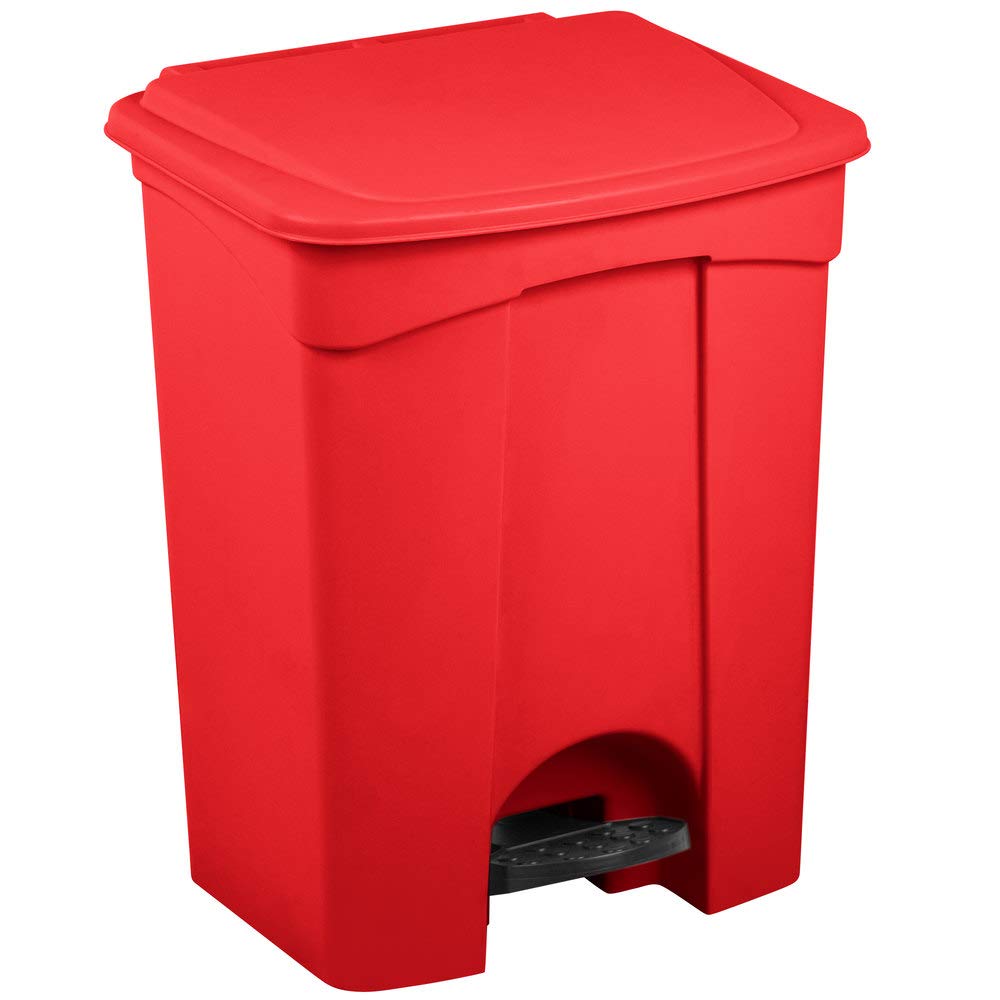 PRO&Family 72 Qt. / 18 Gallon / 68 Liter Red Step-On Trash Can - Large Rectangular Kitchen Garbage Bin, Office Waste Basket, Touchless Recycling Bin for Home, Restaurant, and Commercial Use