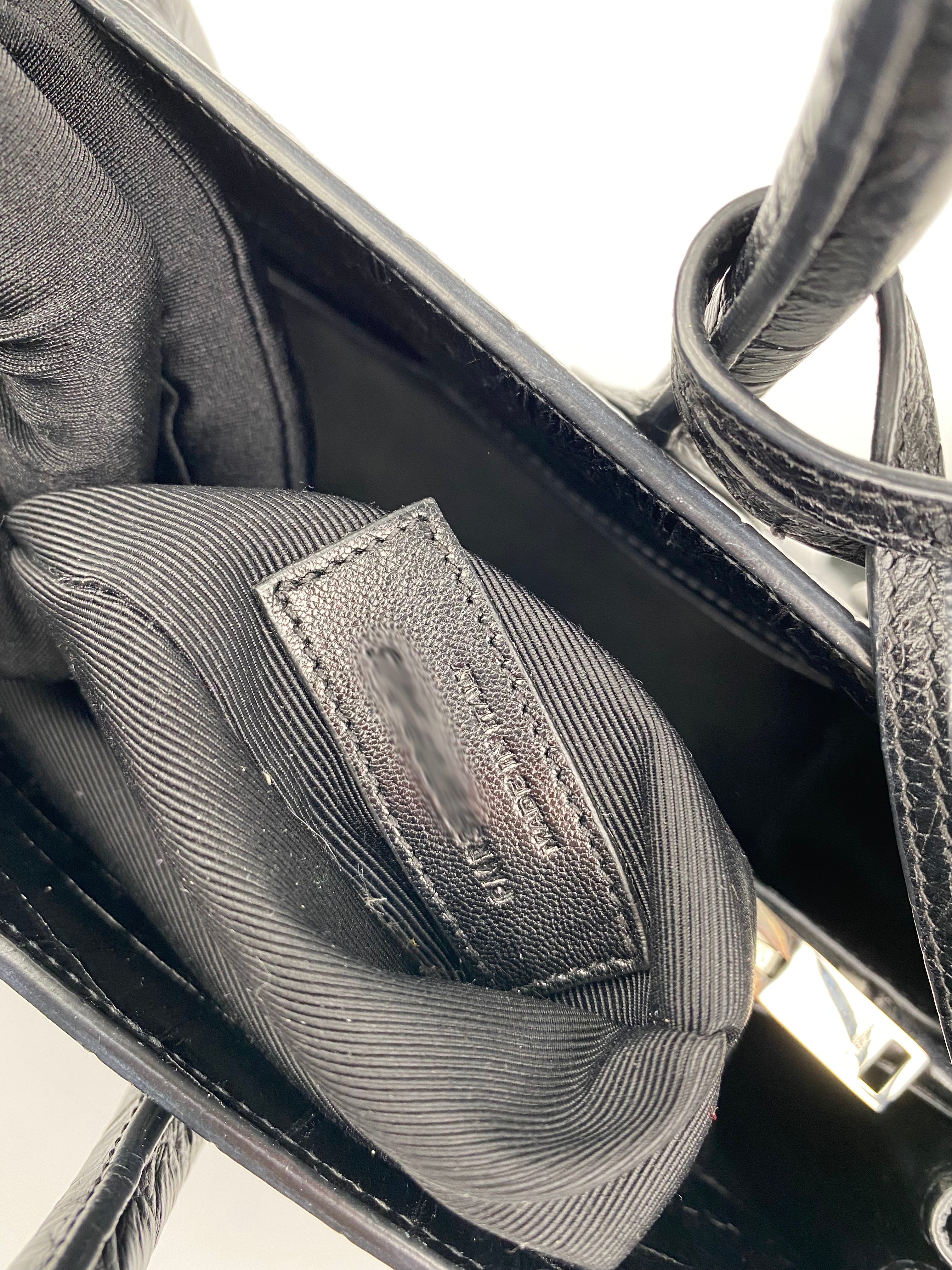 Saint Laurent Small Black Croc-Embossed Leather Sac de Jour Handbag for Women | Luxury Designer Tote Bag for Work, Travel & Everyday Use