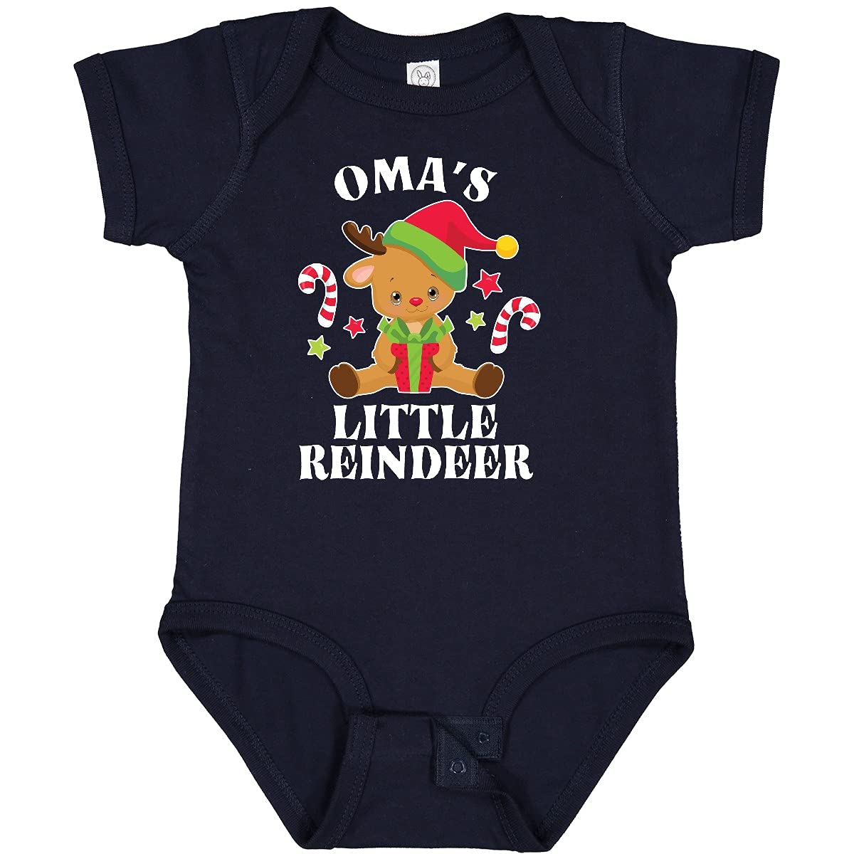 Inktastic Christmas Oma's Little Reindeer with Candy Canes Baby Bodysuit - Cute Holiday Outfit for Infants & Toddlers - Perfect for Christmas Photos, Family Gatherings & Festive Celebrations