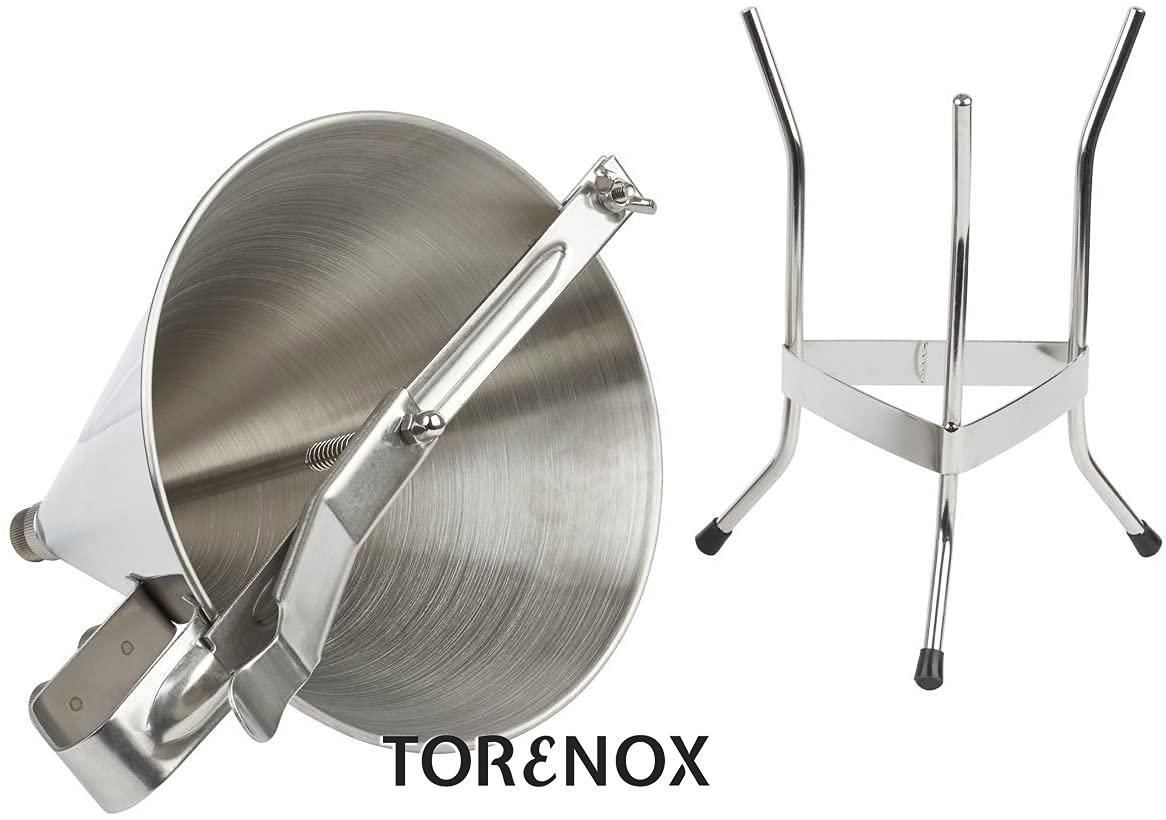 Professional Stainless Steel Confectionery Funnel with 3 Nozzles & Stand - Commercial Cake Decorating Tool for Baking, Candy Making & Dessert Presentation