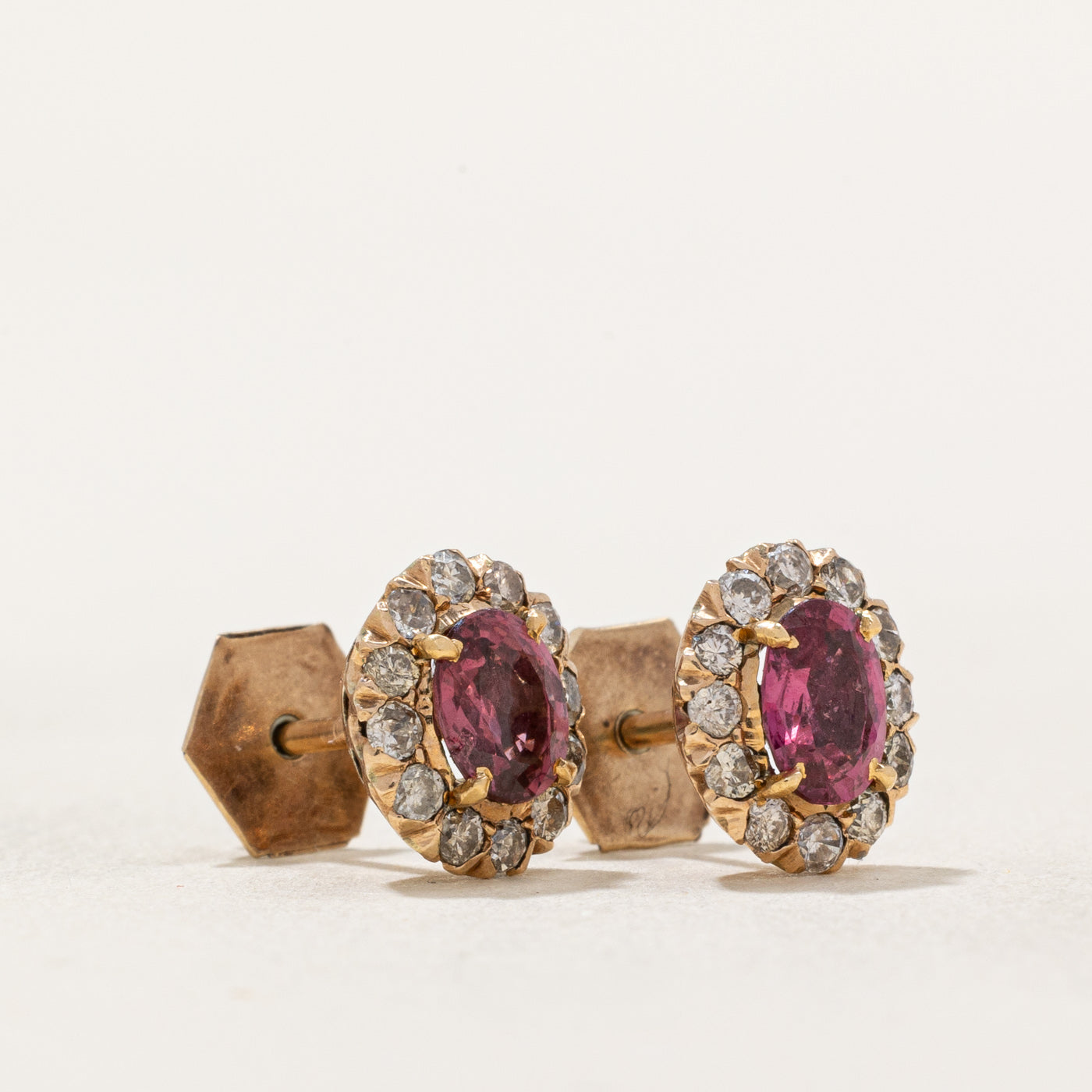 Vintage Ruby and Diamond Halo Earrings 1.00ctw 0.36ctw - Elegant Dangle Earrings for Women, Perfect for Weddings, Parties & Special Occasions