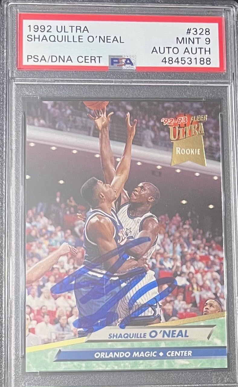 1992 Ultra Shaquille O'Neal Signed Rookie Card #328 - PSA 9 Graded Autograph - Basketball Memorabilia for Collectors & Sports Fans - Perfect for Display, Investment & NBA Memorabilia Collections
