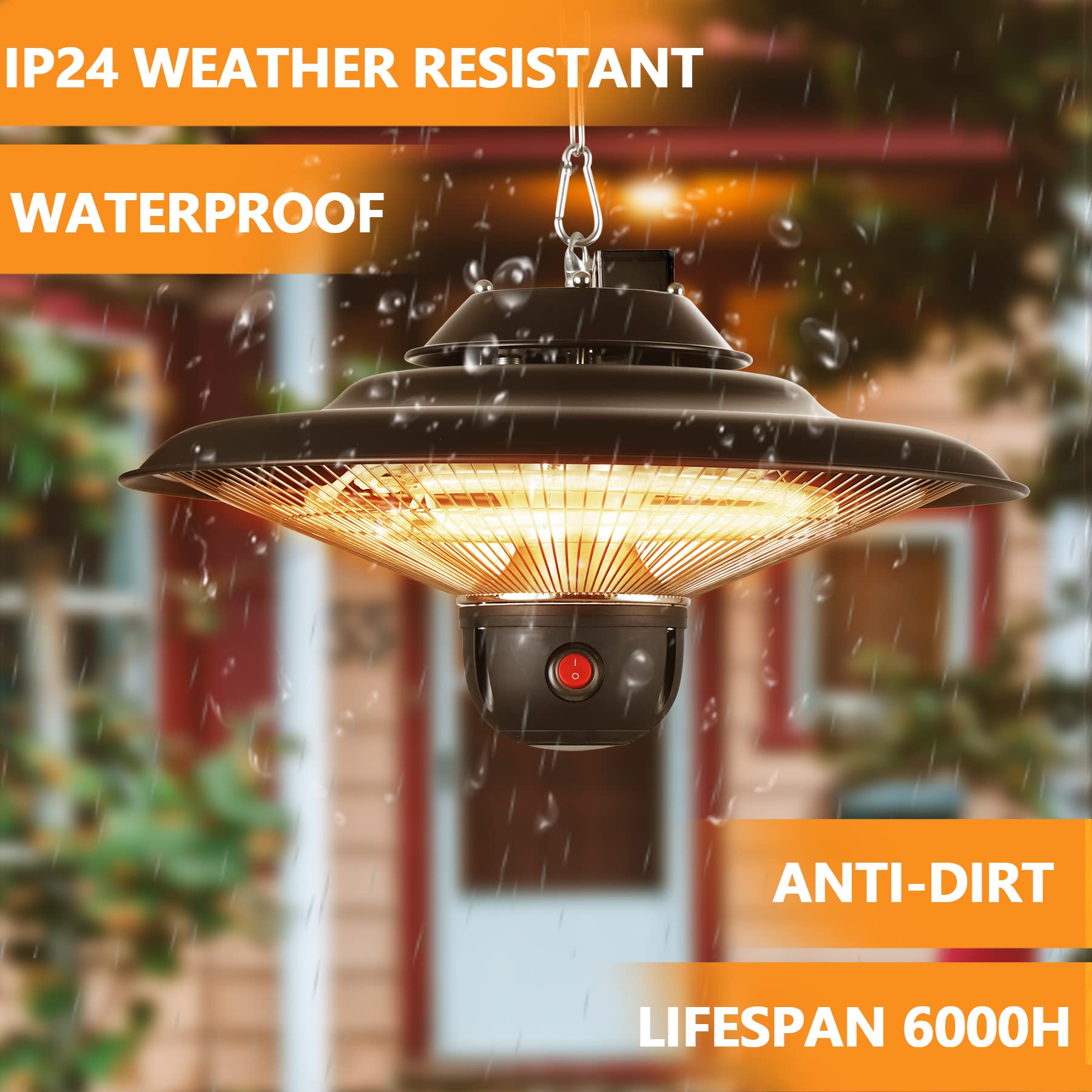 DONYER POWER 1500W Ceiling Mounted Patio Heater for Indoor & Outdoor Use - Perfect for Decks, Garages, and Restaurants