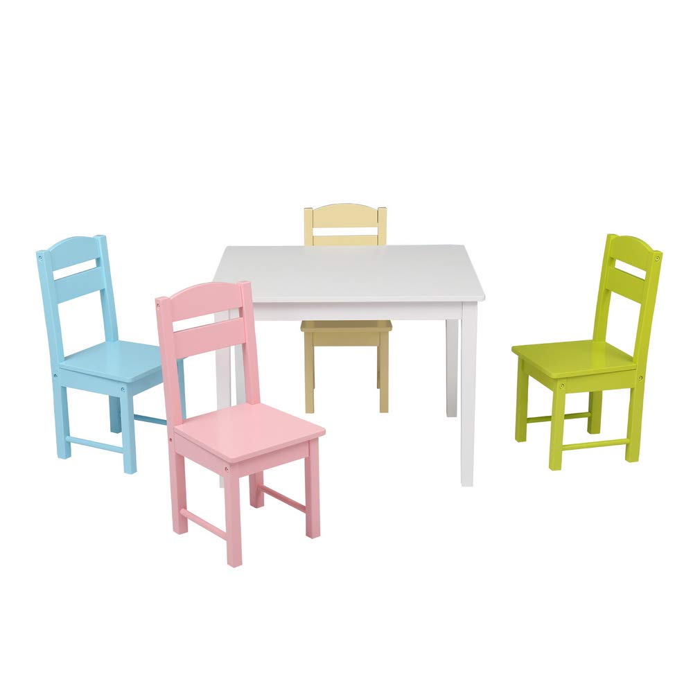 Wooden Toddler Table and Chair Set - 1 Table & 4 Chairs for Kids Ages 3-8 | Multi-Functional Activity Table for Reading, Coloring, Arts & Crafts, Board Games | Perfect for Preschool, Daycare & Home Playroom