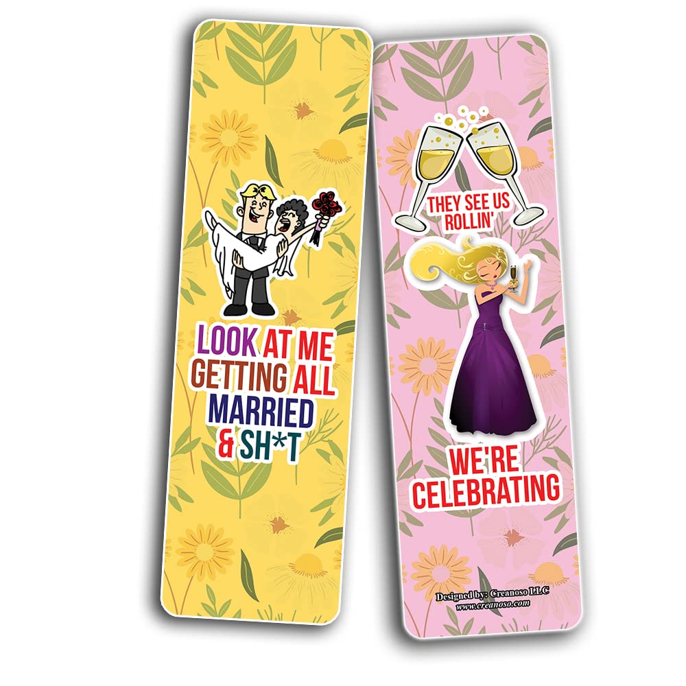 Funny Bridal Shower Bookmarks (2 Sets of 6 Cards) - Inspirational Bookmark Gift Set - Unique Book Page Clippers - Perfect Gift for Adults & Teens - Great for Wedding Parties, Book Lovers & Bridal Shower Favors