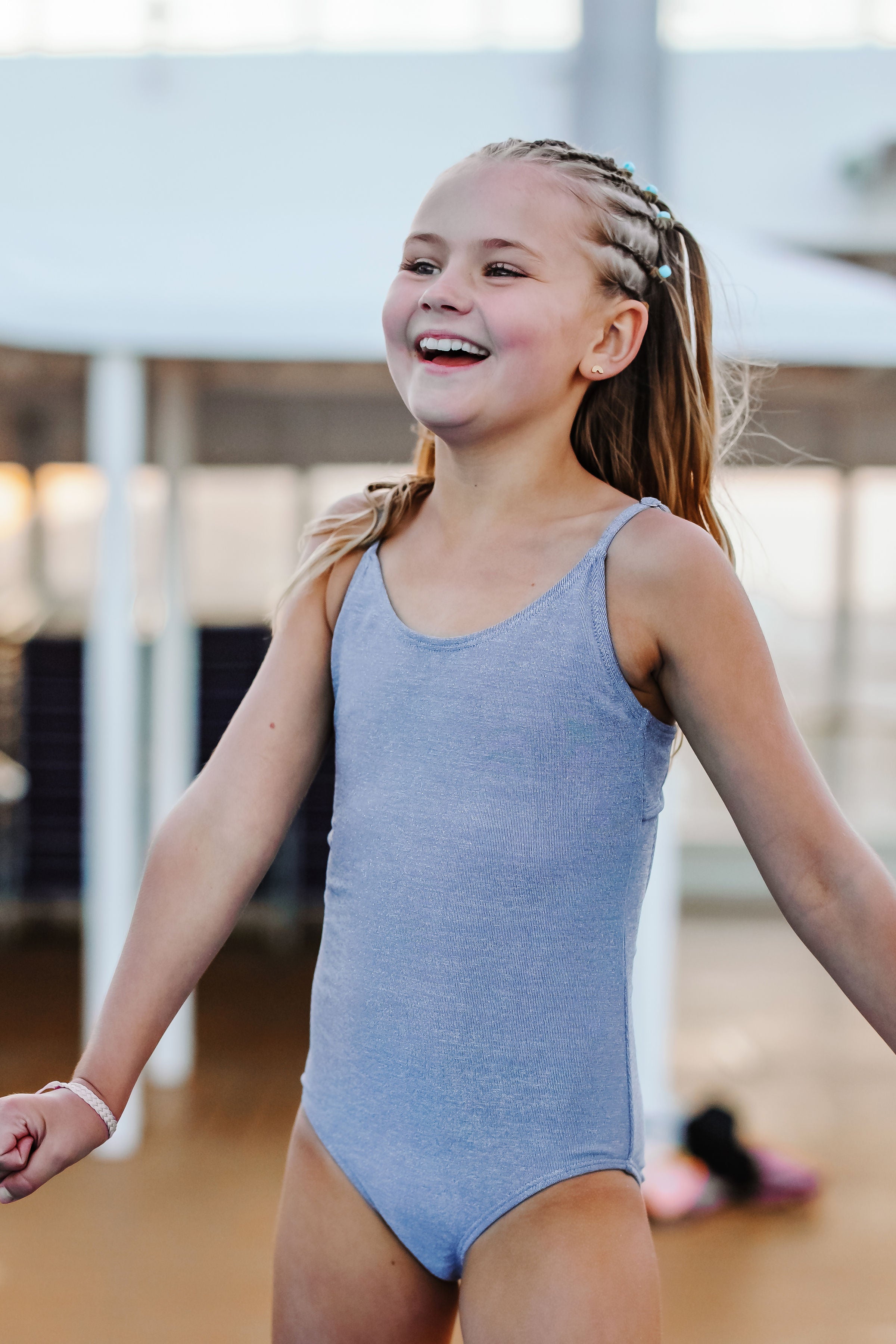 Tween Light Blue Lexi Metallic One Piece Swimsuit for Girls - $54 | Perfect for Pool Parties, Beach Vacations & Summer Fun