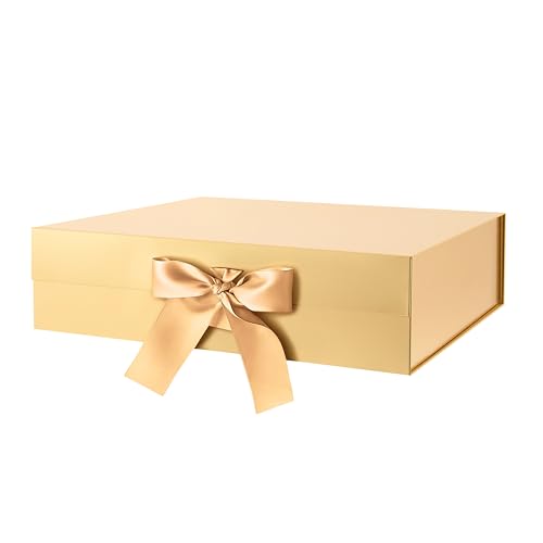 Silk Gold-Ribbon-13x9.7x3.4 Inches-Pack of 1