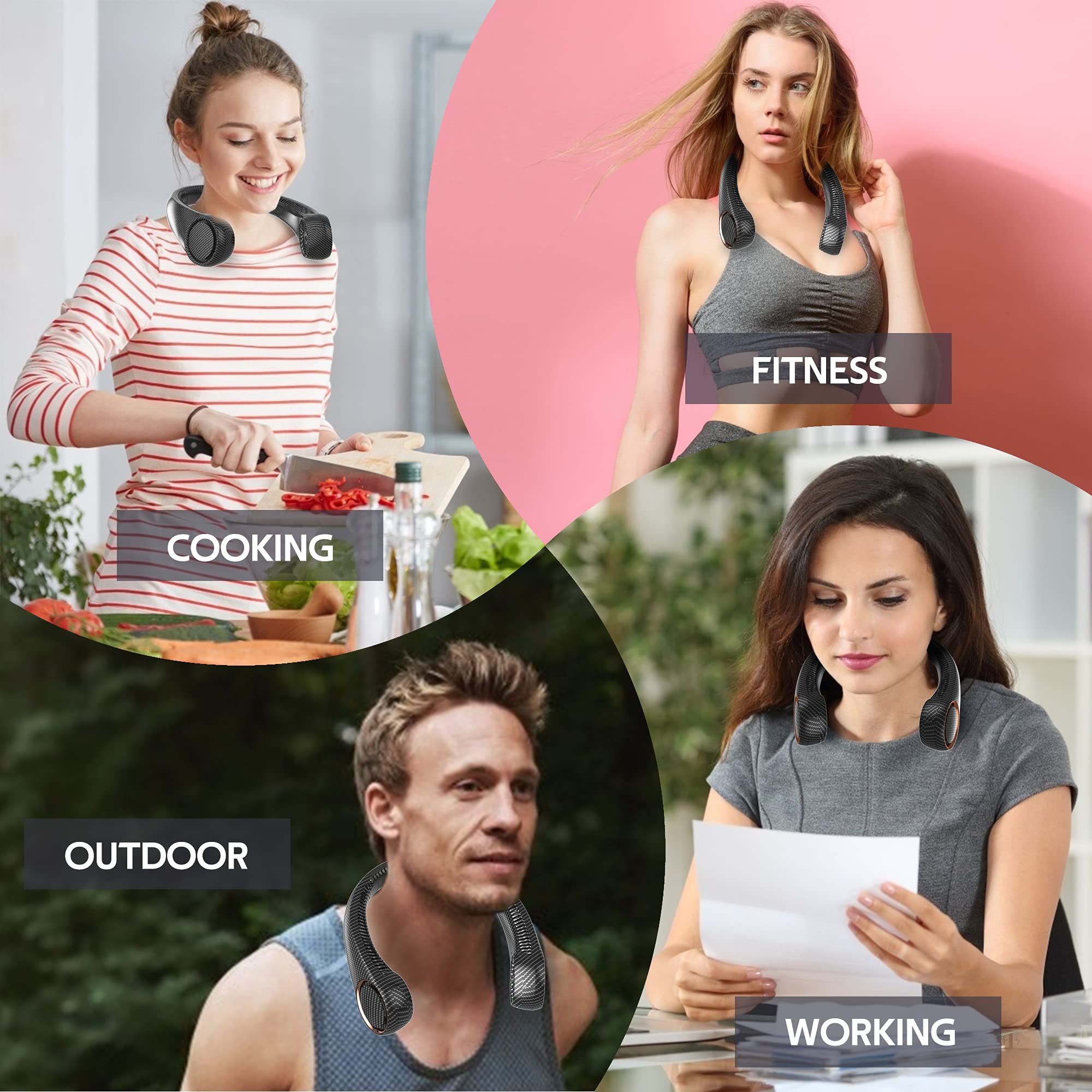 Portable Neck Fan with 4000mAh Battery - Hands Free Bladeless 360° Cooling Personal Fan for Men & Women - USB Rechargeable Wearable Quiet Fan with 3 Speed Settings - Perfect for Outdoor, Indoor, Office, Gym, Travel & Summer Activities (Black Graffiti)