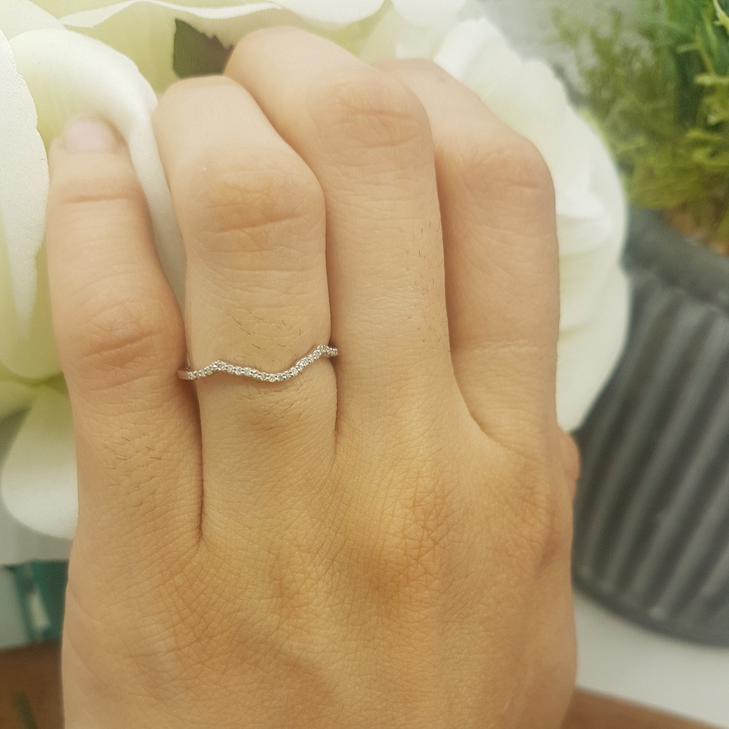 0.08 Cttw 10K Solid Gold Round White Diamond Women's Wedding Band - Stackable Contour Guard Ring for Bridal Sets & Anniversary Gifts | Dazzlingrock Collection