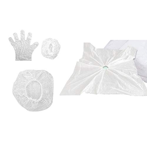 Waterproof Disposable Barber Cape & Shampoo Cape Set - Temporary Brown Hair Color Salon Tools, One Size White for Hair Washing & Styling | Perfect for Salons, Home Hair Coloring & Professional Hair Care