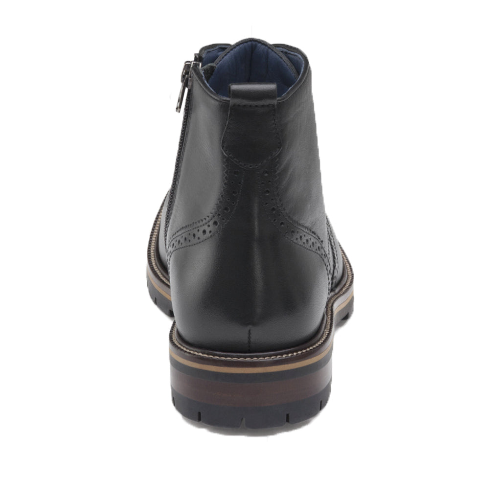 Johnston & Murphy Men's Cody Wingtip Zip Boots - Black Leather Dress Shoes for Business & Formal Occasions | Comfortable & Stylish Work Boots for Office, Weddings & Professional Events
