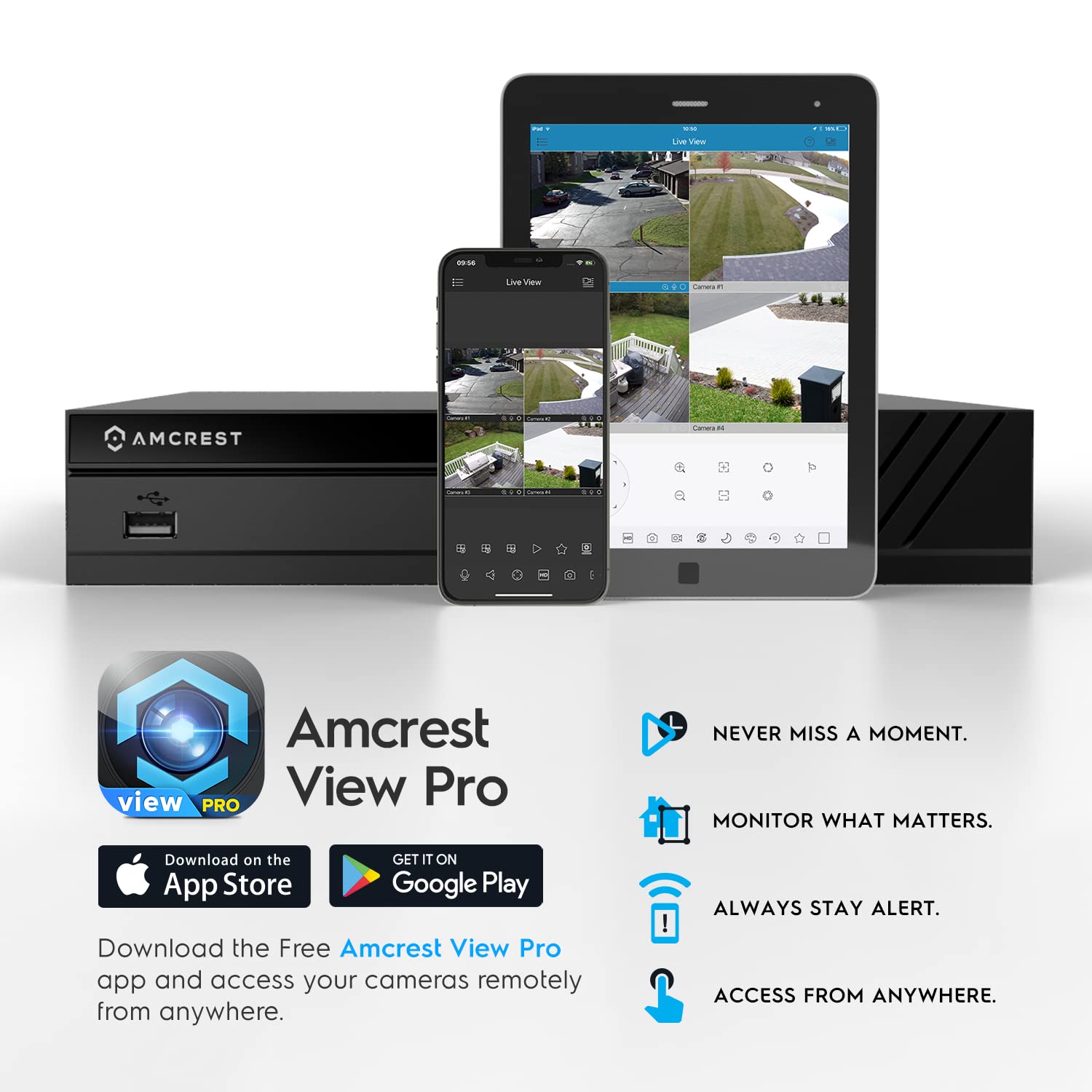 Amcrest NV4108E-A2 8CH 4K POE NVR Security System - 8MP/4K IP Camera Support, 10TB HDD Capacity (HDD Not Included) | Home & Business Surveillance Solution