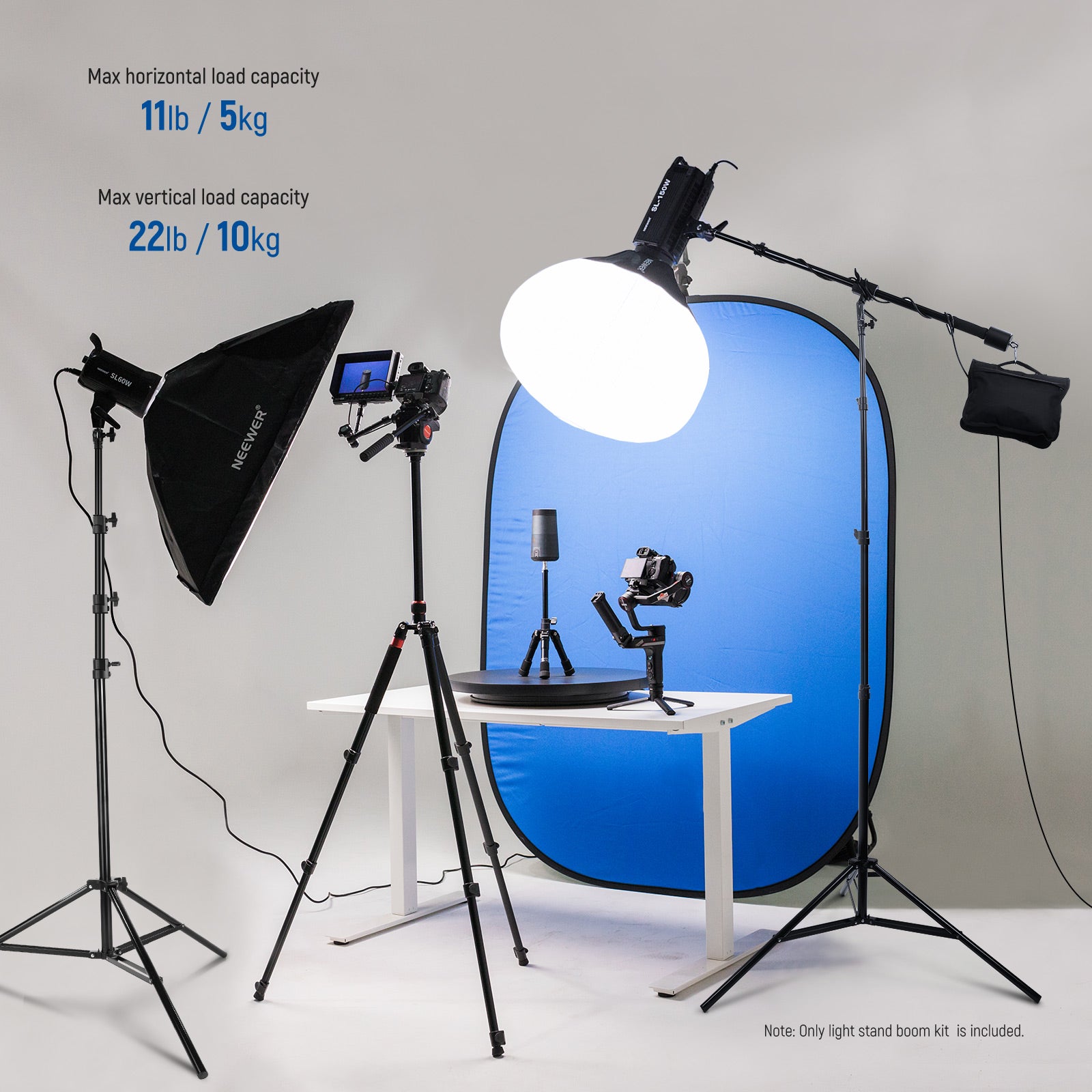 NEEWER 300cm/10ft Air Cushioned Light Stand Kit - Professional Photography & Video Studio Equipment for YouTube, TikTok, Live Streaming & Portrait Shooting