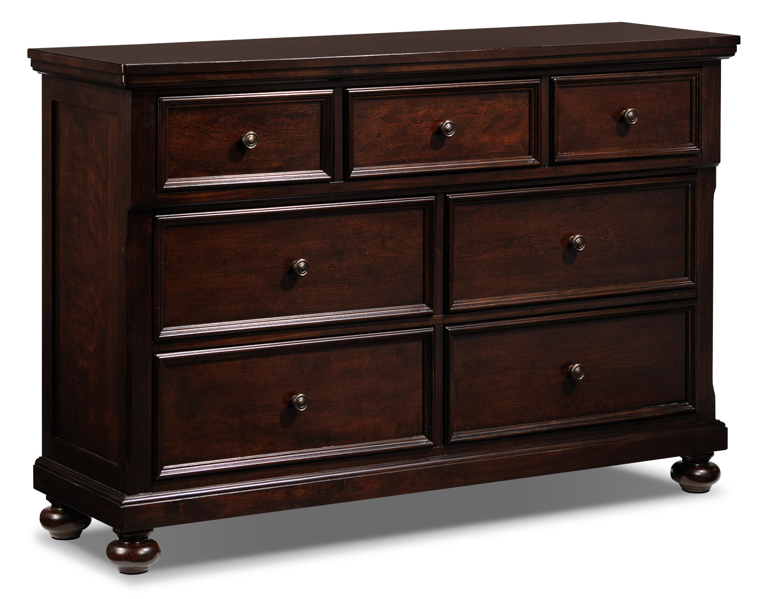 7-Drawer Chester Dresser in Cherry Finish - Stylish Bedroom Storage for Clothes, Linens & Accessories