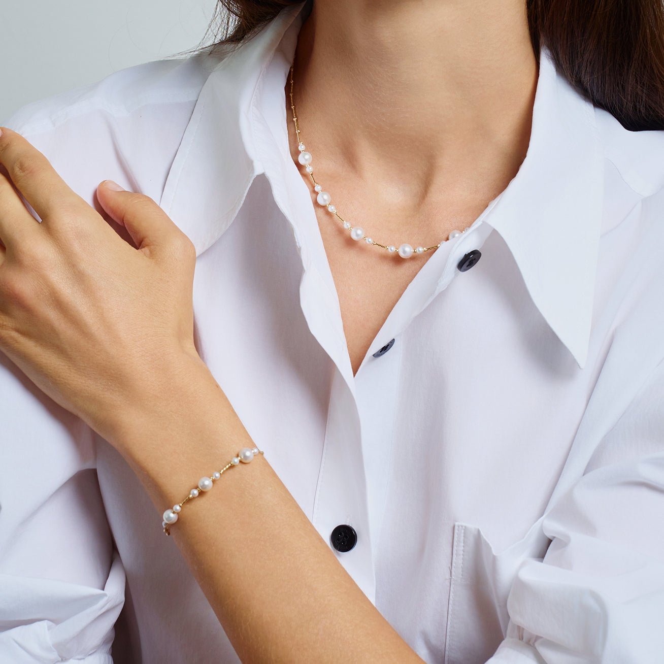 18K Solid Gold Freshwater Pearl Bracelet for Women - Elegant Pearl Jewelry Gift for Birthday, Anniversary & Special Occasions | KB00049