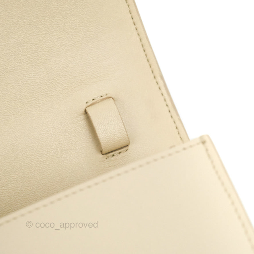 Celine Medium Classic Box Flap Bag in Ivory Calfskin Leather - Elegant Shoulder Bag for Women, Perfect for Work, Date & Special Occasions