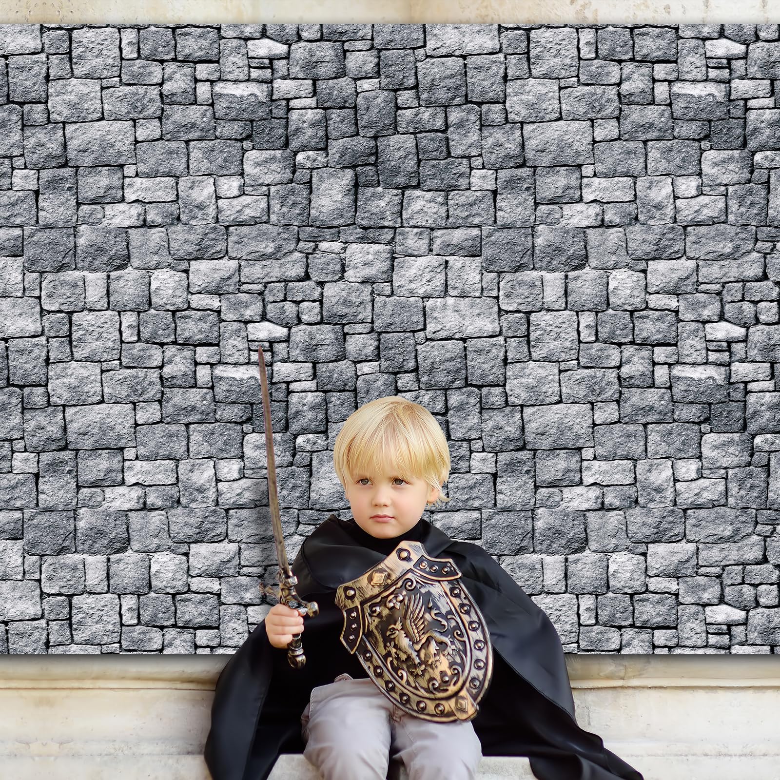 7x5FT Brick Stone Wall Backdrop | 84x60Inch Medieval Castle Background for Photography, Theater, and Home Decor