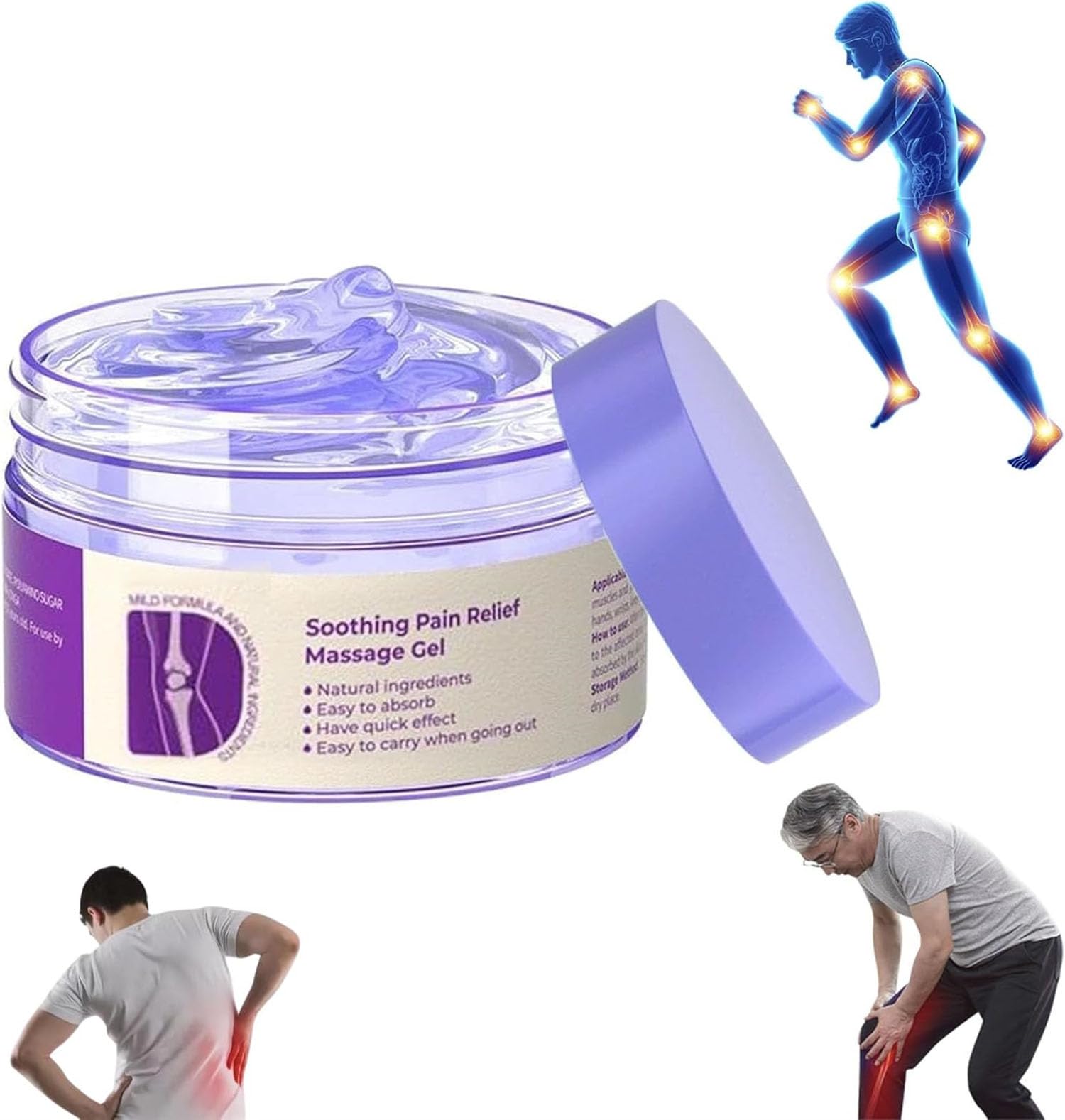 Joint Pain Relief Purple Gel - Soothing Massage Cream for Knees, Back, Neck, Hands & Feet - Fast-Acting Muscle & Arthritis Pain Relief - Perfect for Post-Workout Recovery & Daily Comfort (1 Pack)