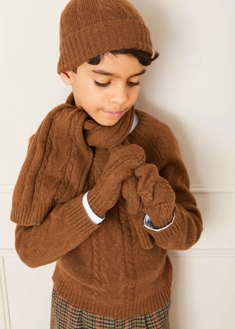 Brown Cable Knit Beanie Hat for Men & Women - Warm Winter Skull Cap for Outdoor Activities, Skiing, and Hiking (Size S & L)