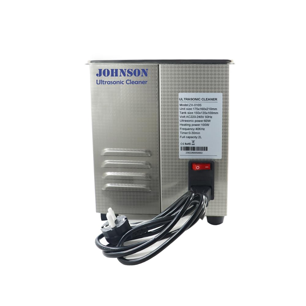 Johnson Professional 2L Ultrasonic Cleaner with Digital Timer & Heater - 40kHz Jewelry, Denture, Watch & Eyeglass Cleaner - Perfect for Home, Dental Clinics & Jewelry Stores