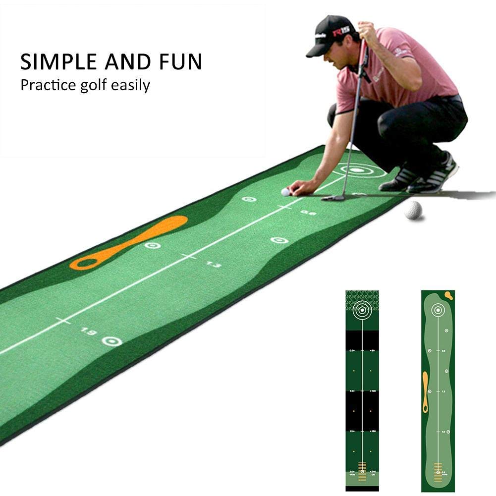 Premium Golf Putting Mat for Indoor & Outdoor Use - Anti-Slip, Odorless Training Green with Challenging Putter - Perfect for Home Office, Man Cave or Backyard Practice
