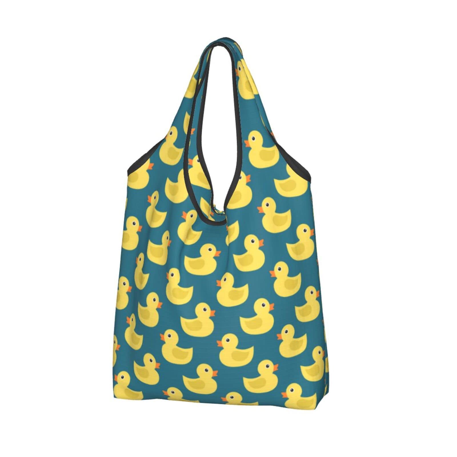 Eco-Friendly Reusable Shopping Bags - Waterproof Foldable Grocery Tote with Cute Duck Design | Perfect for Groceries, Beach Trips & Farmers Market