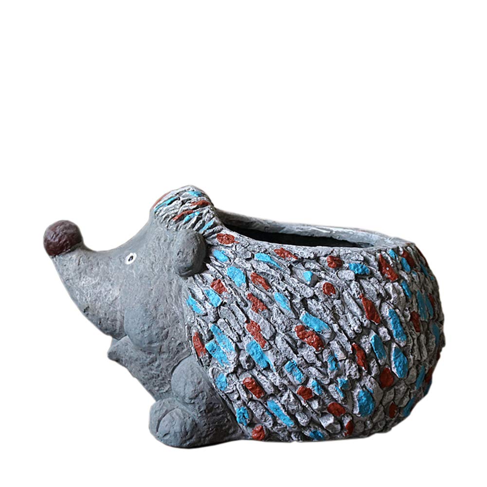 Hedgehog Resin Planter - Creative Outdoor Garden Sculpture & Flower Pot for Plants | Multifunctional Animal Decor for Patio, Lawn & Home Garden