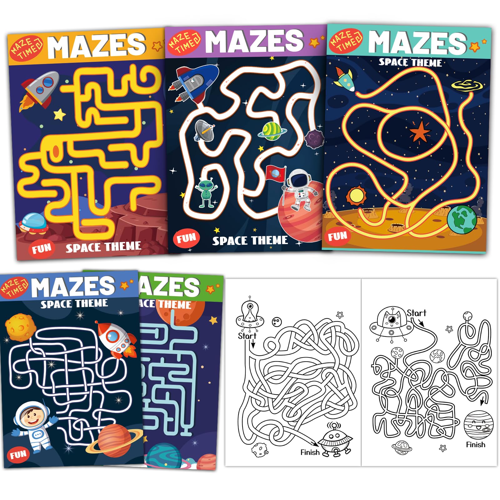 6-Pack Outer Space Maze Activity Books for Kids Ages 3-8 | 168 Pages Beginner Level Busy Books with Fun Games | Perfect Birthday Gifts & Travel Entertainment for Toddlers
