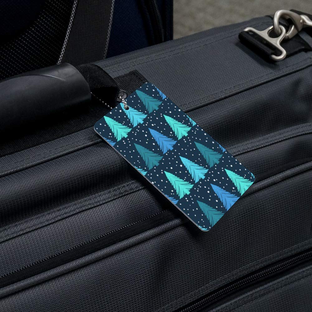 Snowy Christmas Trees Pattern Luggage Tag - Durable Suitcase ID Tag for Carry-On Bags - Perfect for Holiday Travel & Gift Giving