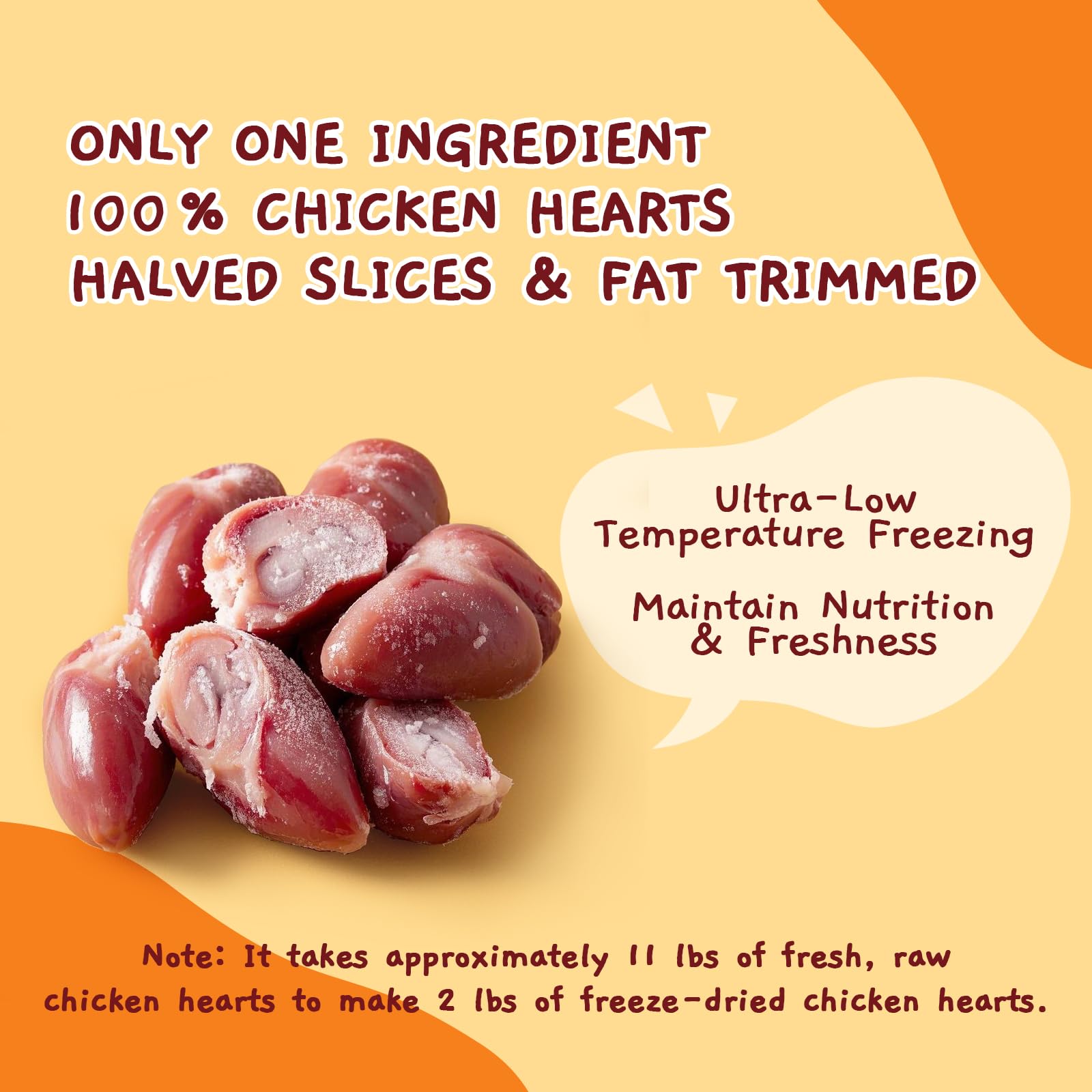 Premium Freeze-Dried Chicken Hearts for Dogs & Cats - Single Ingredient High Protein Pet Treats, Training Rewards & Food Topper (7.76 oz) - Perfect for Training, Bonding & Mealtime Enhancement
