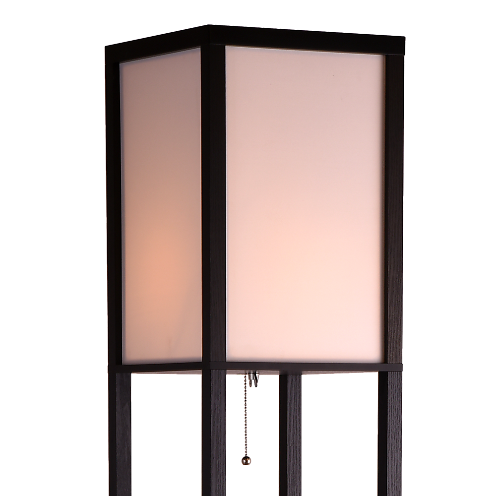 Modern Floor Lamp with Open Shelf & Diffused Shade - Adjustable Reading Light for Living Room, Bedroom & Office - Space-Saving Home Decor with Storage Shelves