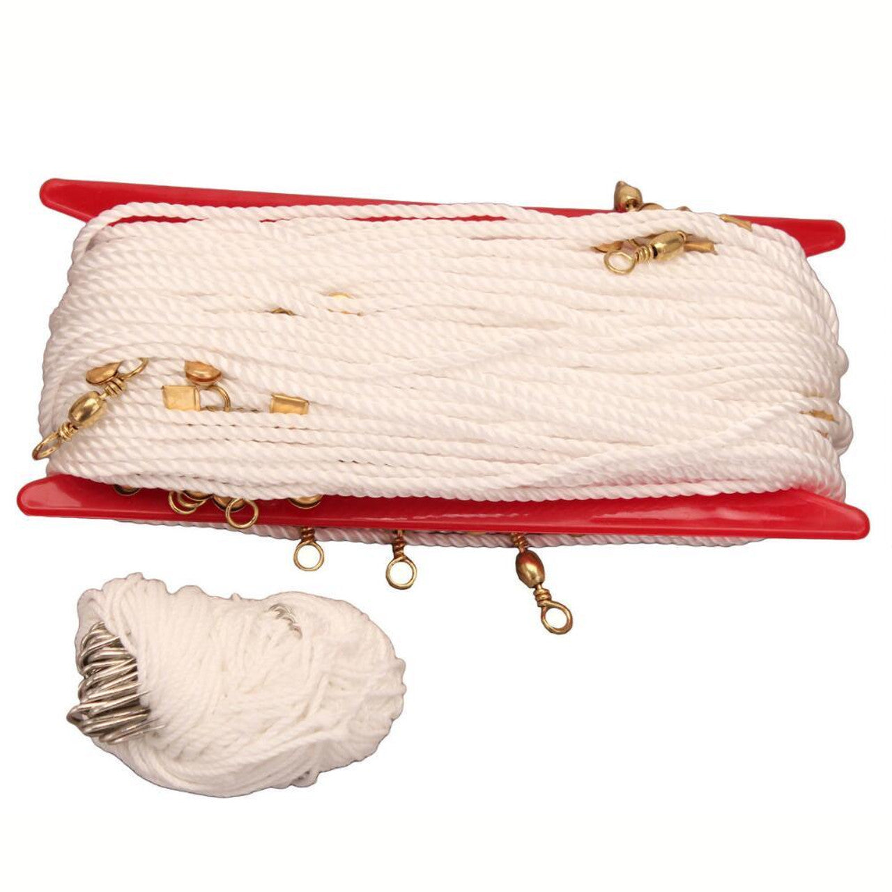 Eagle Claw 150-Foot Trotline Fishing Kit with 25 Size 3/0 Hooks - Heavy Duty White Fishing Line for Catfish, Crabbing & Freshwater Angling - Perfect for Shore Fishing, Boat Fishing & Outdoor Adventures