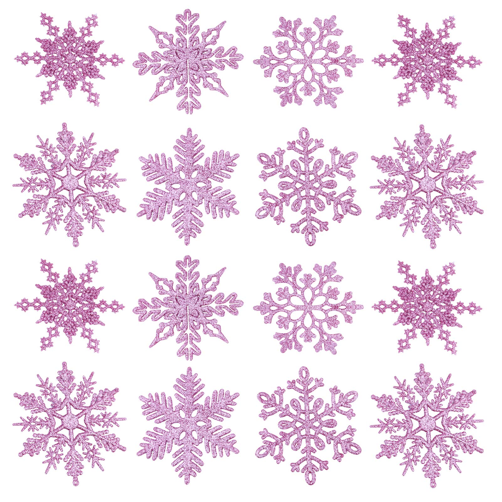 EXCEART 36Pcs Glitter Snowflake Christmas Ornaments - Nativity Scene Hanging Decorations for Tree, Home, Party & Holiday Decoration