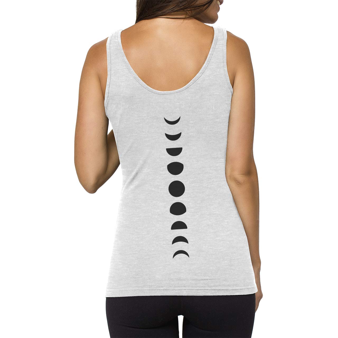 Organic Cotton Yoga Tank Top for Women - Moon Phases Design - Breathable Workout Shirt for Yoga, Gym & Casual Wear