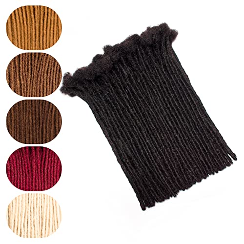 FREESHOW 100% Human Hair Dreadlock Extensions - 0.4cm Handmade Loc Extensions, 10 Inch Natural Color (10 Strands) for Women - Perfect for Protective Styling, Boho Looks & Everyday Wear