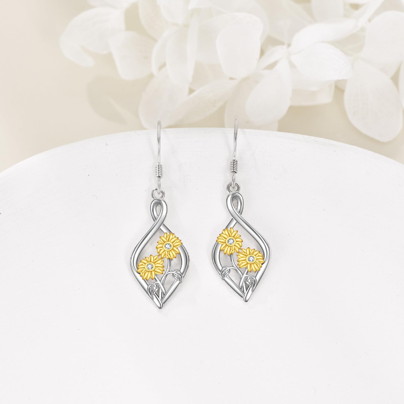 925 Sterling Silver Infinity Drop Earrings for Women - Mushroom, Daisy & Thistle Flower Dangle Earrings | Trendy Bohemian Jewelry Gift for Girls | Perfect for Parties, Weddings & Everyday Wear