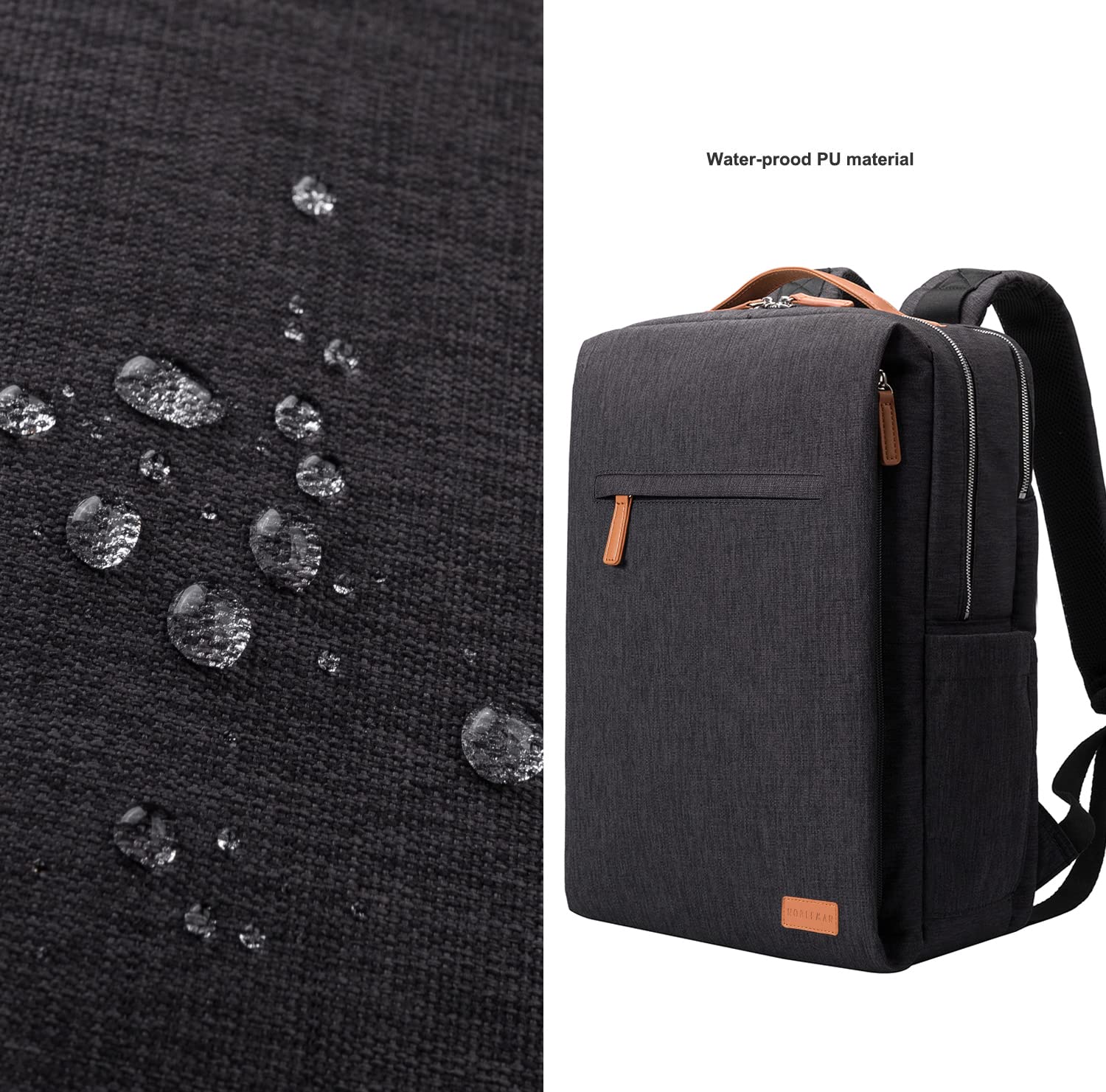 NOBLEMAN Men's Waterproof Travel Backpack - 15.6 Inch Laptop Backpack with USB Charging Port, Durable Carry On Daypack for Work, School & Outdoor Adventures (Black)