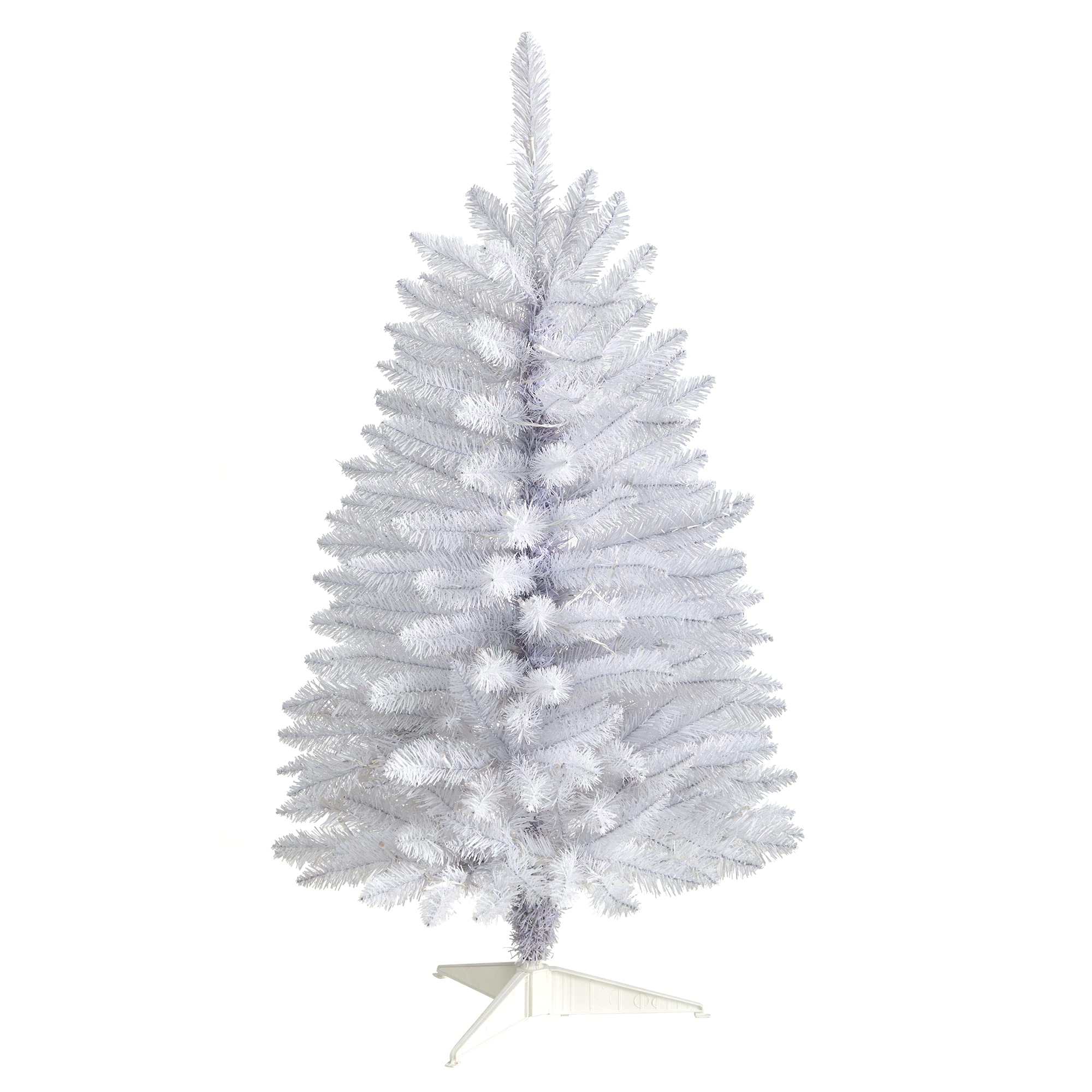 Nearly Natural 3ft Slim White Artificial Christmas Tree with 50 Warm White LED Lights & 161 Bendable Branches | Perfect for Small Spaces, Apartments, Office Decor & Holiday Displays
