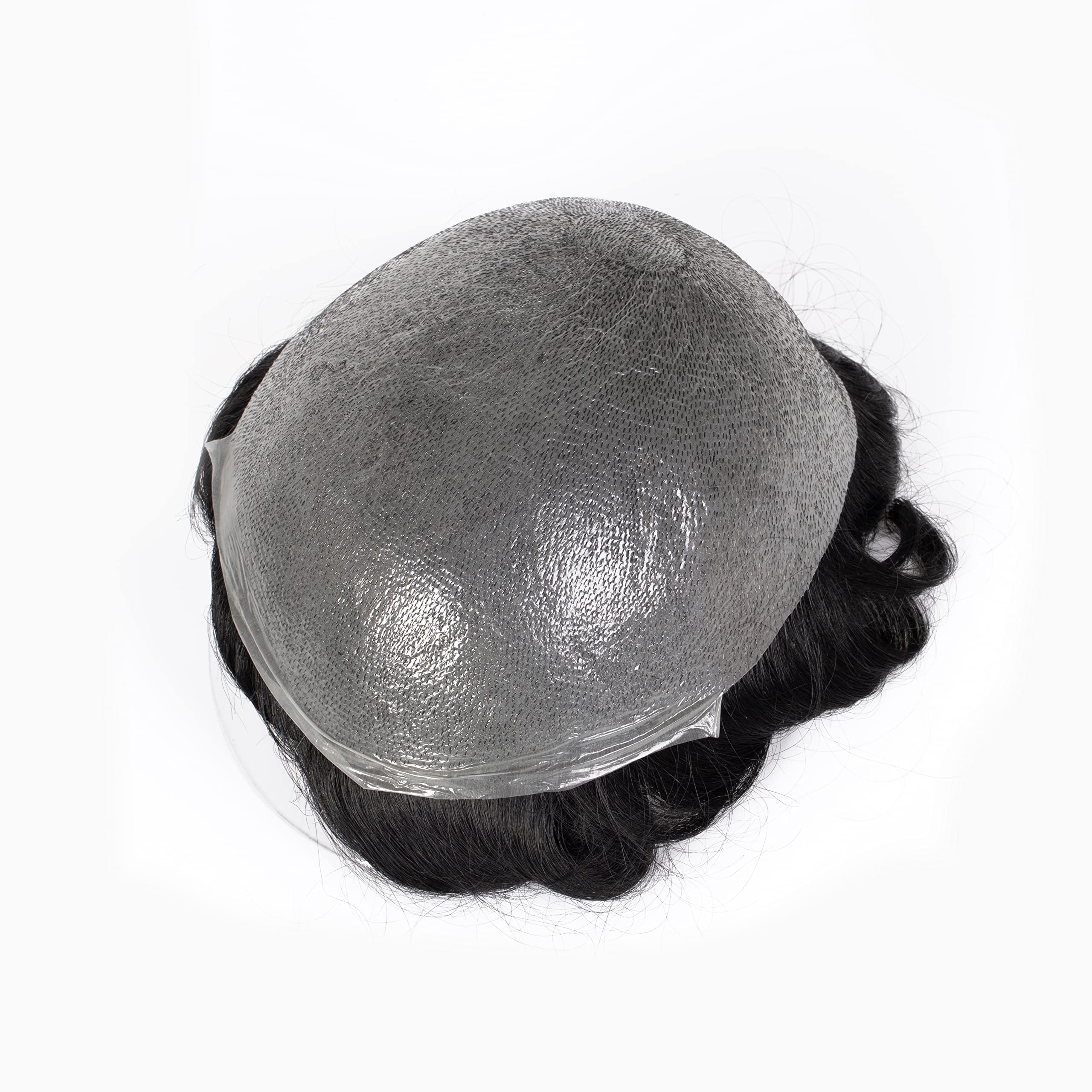 Premium 0.06mm Ultra-Thin Skin Men's Toupee - 100% Real Human Hair Replacement System (8x10 Inches, #1 Jet Black) - Natural Looking Hairpiece for Daily Wear & Special Occasions