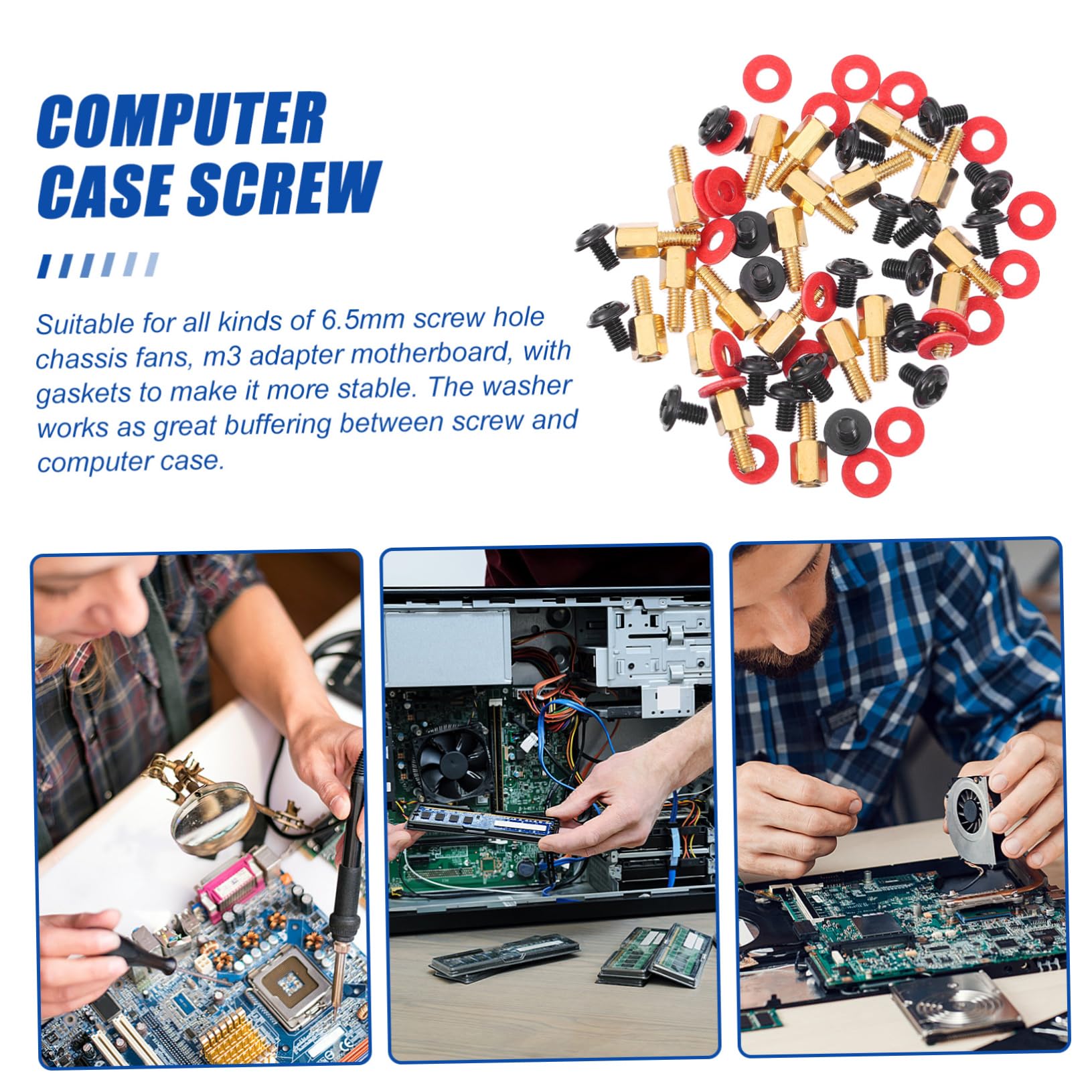 Homoyoyo 3 Sets Computer Case Screws Kit - Motherboard Screws, Standoffs, Spacers & Cooler Standoffs - Carbon Steel Laptop Monitor Stand & Chassis Insulation Gasket for PC Building & Repair (Perfect for DIY Computer Assembly & Upgrades)