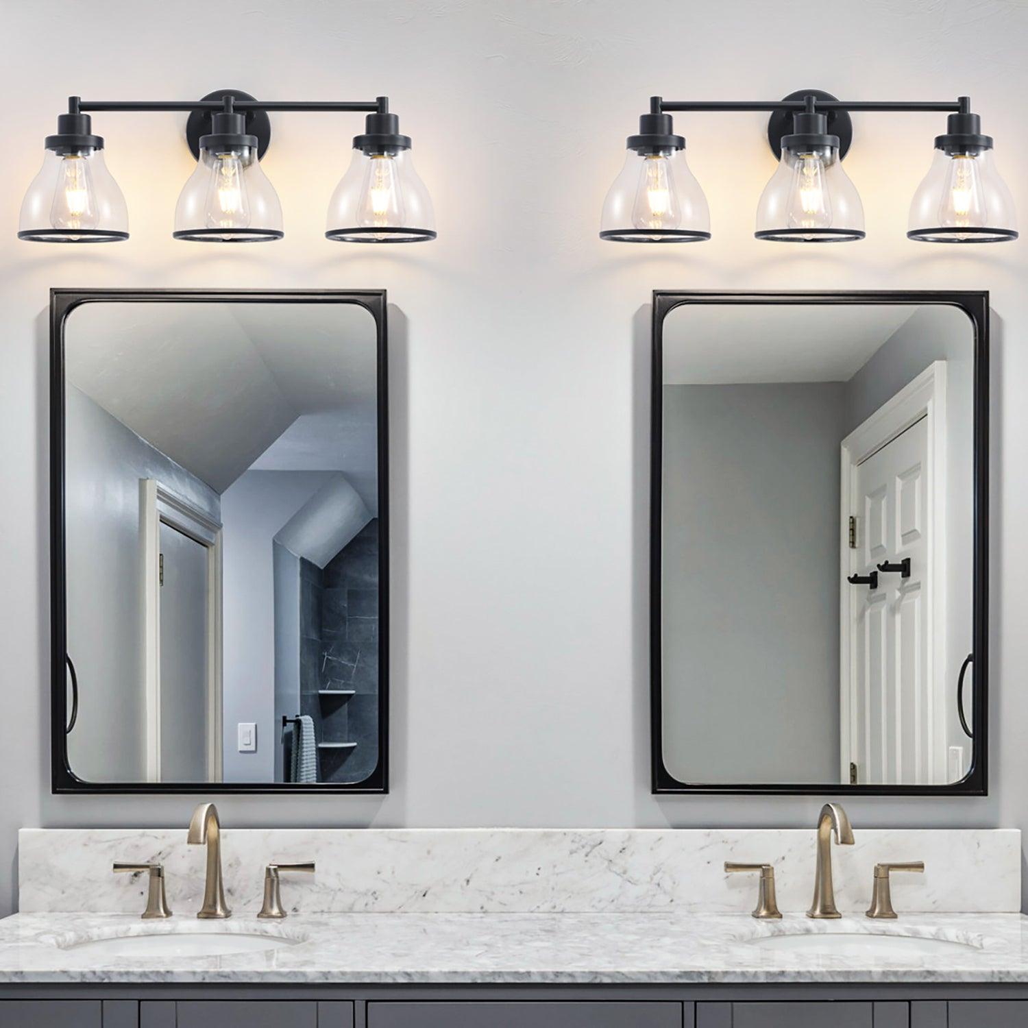 Hermosa Modern 3-Light Bathroom Vanity Light Fixture - Brushed Nickel Finish, Dimmable LED Lighting for Bathroom, Powder Room & Dressing Area